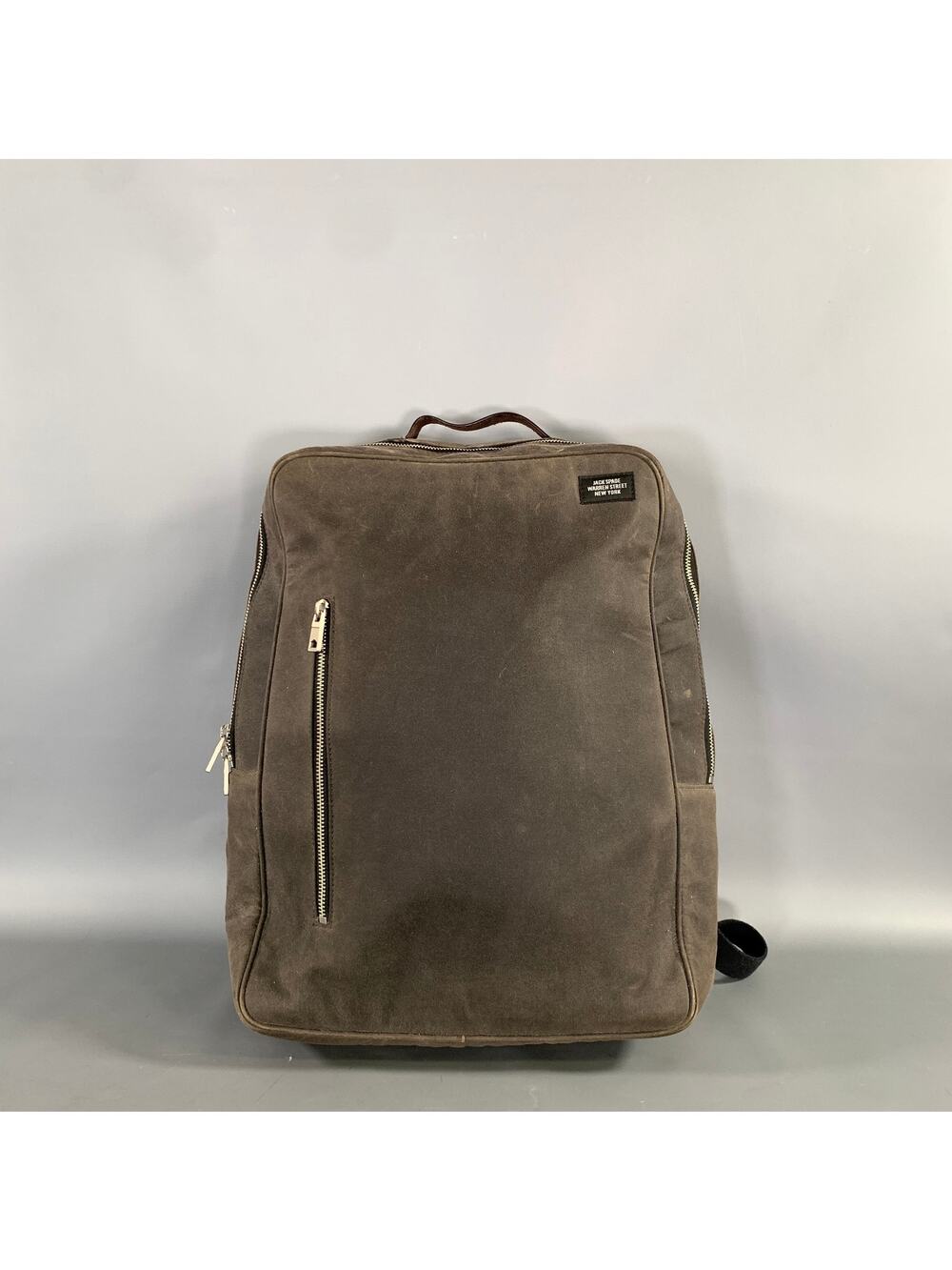 JACK SPADE Grey Gunmetal Shimmer Waxed Cotton Backpack bag